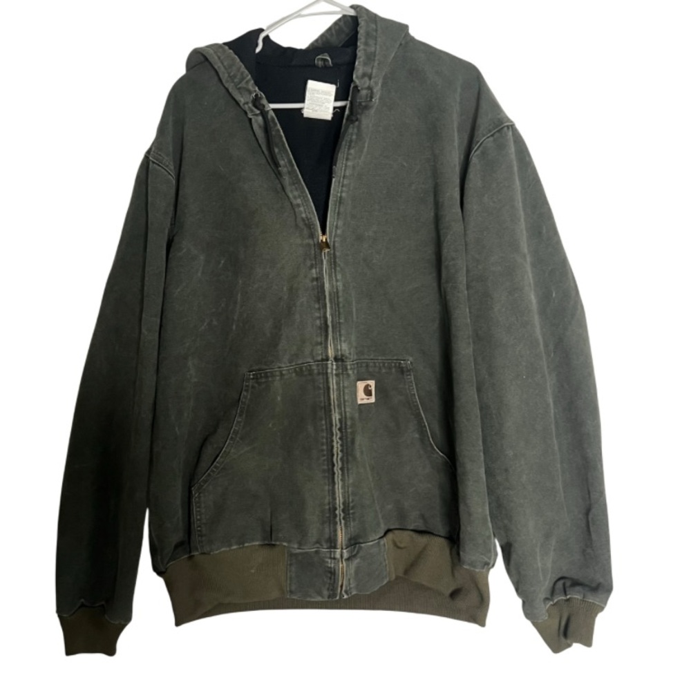 VTG CARHARTT Zip Front Olive Green Jacket Men's Size XL Tall or XLT
